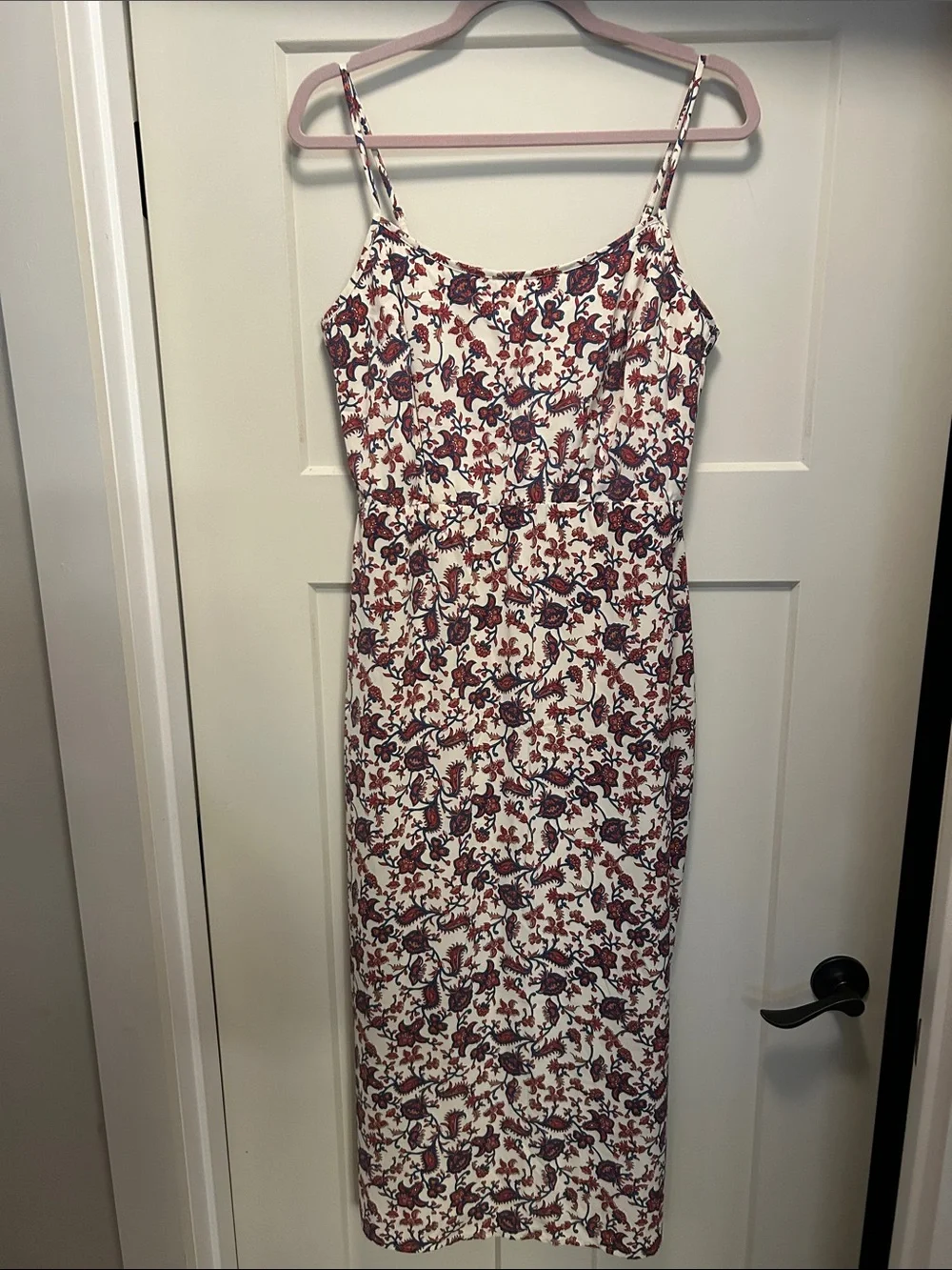 Abercrombie & Fitch Cream Floral Maxi Dress Red Navy Print Size L